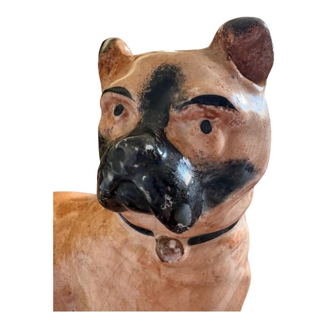 Wonderful Rare, Large English 19th Century Staffordshire Ceramic Pug Dog Figurine. The piece is in excellent condition for...