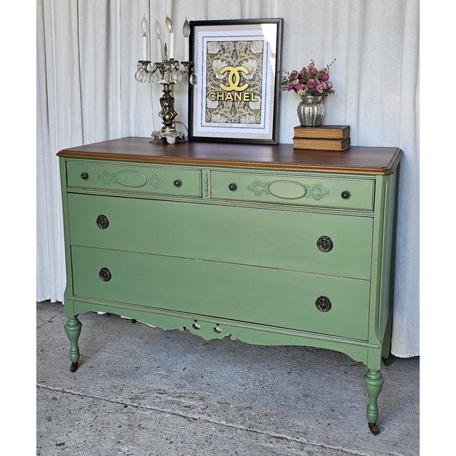 1930s Vintage Green Dresser, 1930, Boho, Eclectic Style For Sale - Image 5 of 11