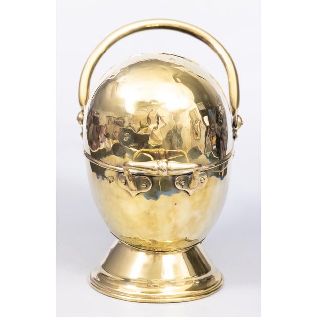 Antique English Brass Helmet Fireside Coal Scuttle For Sale - Image 4 of 10