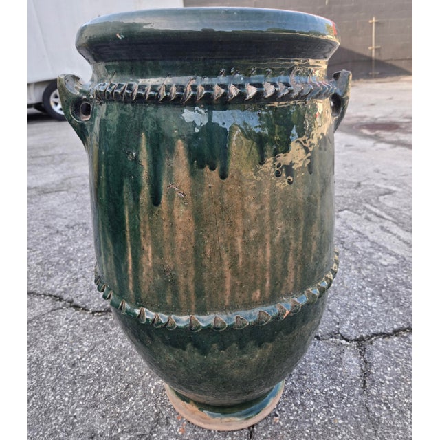 2020s Moroccan Green Glazed Pottery Planter / Garden Urn For Sale - Image 5 of 6