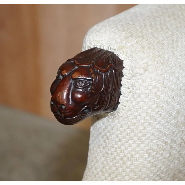 Antique Hand Carved Lion's Paw Leg Club Armchair For Sale - Image 6 of 18