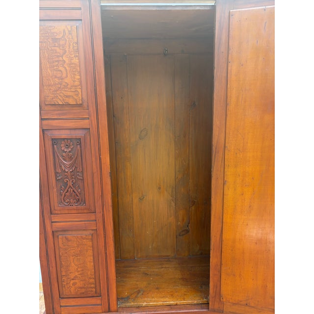 Antique Late 19th Century English Victorian Mirrored Wardrobe Armoire For Sale - Image 4 of 9