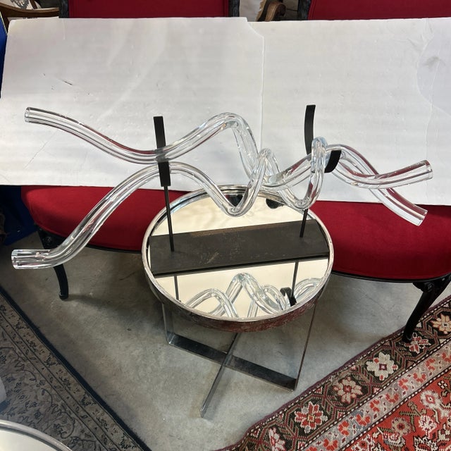 Contemporary Contemporary Intertwining Blown Glass Sculpture Custom Mounted For Sale - Image 3 of 12