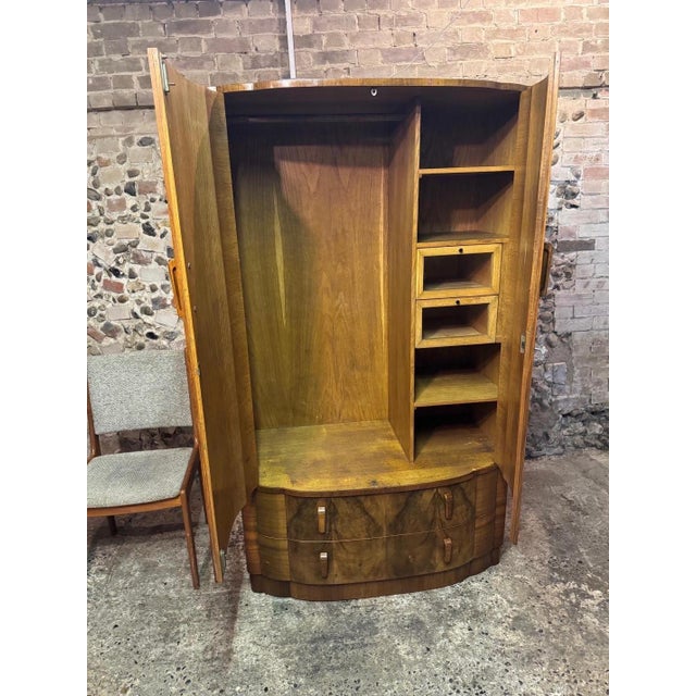 Wood Vintage Art Deco Walnut Wardrobe, 1930s For Sale - Image 7 of 18