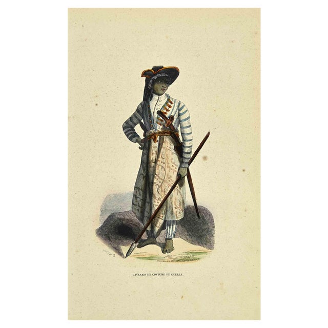 Auguste Wahlen, Heart Javanais en Costume de Guerre, Lithograph, 1844 For Sale