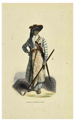 Auguste Wahlen, Heart Javanais en Costume de Guerre, Lithograph, 1844