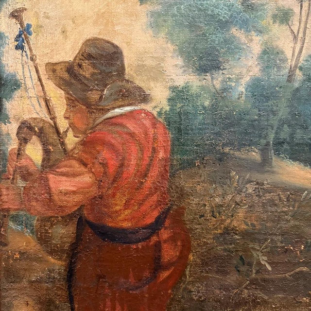 18th Century French Breton Boiserie Panel Oil on Canvas in Napoleon III Frame For Sale - Image 12 of 16