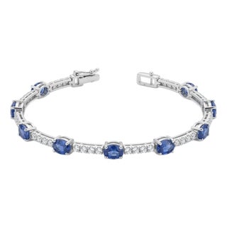 18k Gold Blue Sapphire 3.62ct & Diamond 0.39ct Bracelet For Sale
