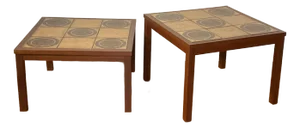Pair of Danish Modern Tiled-Top Teak Square End Tables, Circa 1970s
