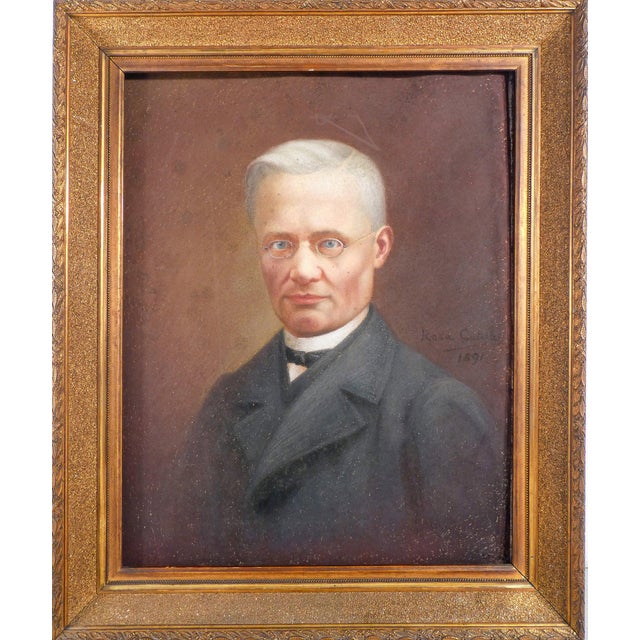 Rosa Catella, Portrait of a Man, 1891, Pastel on Paper, Framed For Sale