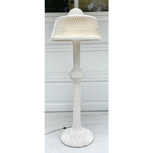 Antique Woven Wicker Floor Lamp For Sale - Image 13 of 13