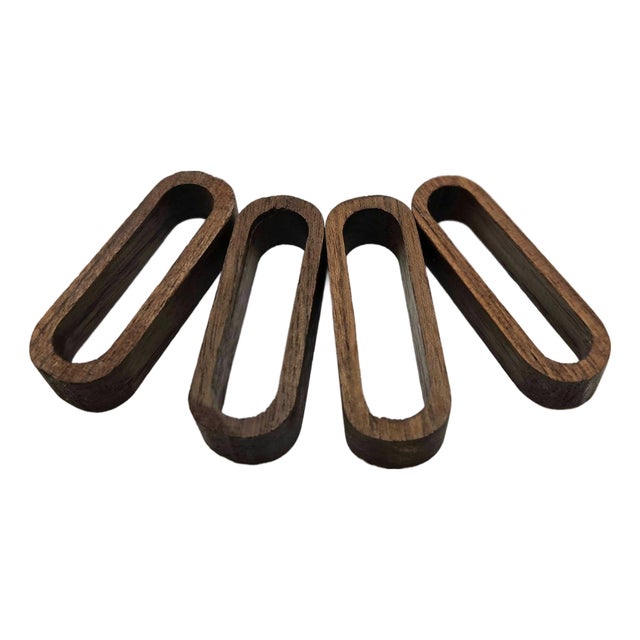 1960s Danish Modern Teak Wood Napkin Rings, Set of 4 For Sale