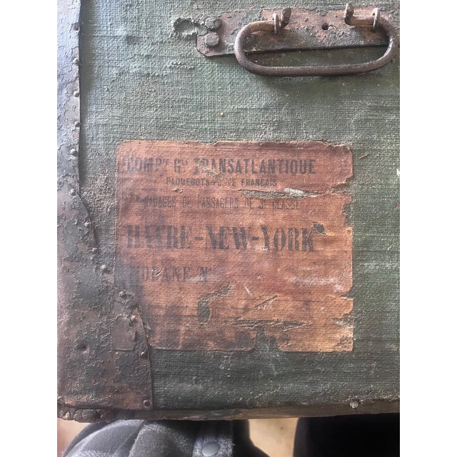 Late 19th Century Late 19th Century French Transatlantic Steamship Trunk - Compagnie Générale Transatlantique, Le Havre to New York For Sale - Image 5 of 9