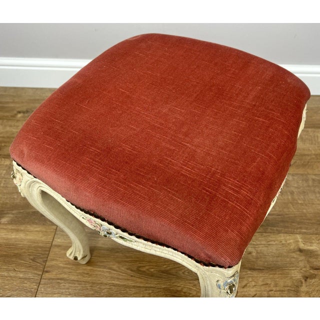 Vintage French Upholstered Ottoman For Sale - Image 11 of 13