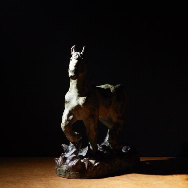 Black Ceramic Horse Sculpture by Knud Kyhn for Royal Copenhagen, 1960s For Sale - Image 8 of 11