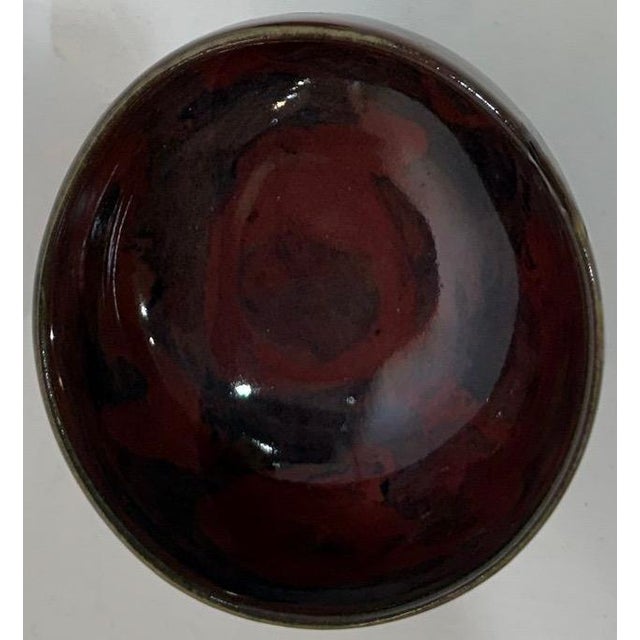 Burgundy Late 20th Century Mid Century Modern Hand-Thrown Ceramic Pedestal Teacups — Artist Regis Brodie - a Pair For Sale - Image 8 of 15