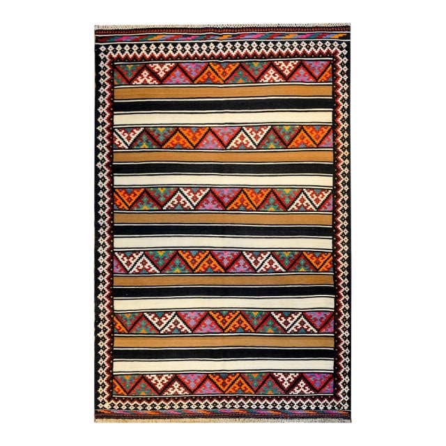 Bold Vintage Zarand Kilim Runner For Sale