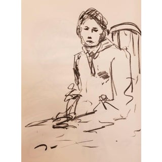 Contemporary Minimalist Figurative Charcoal Drawing by Jose Trujillo For Sale
