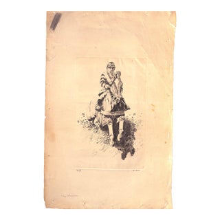 Paul Brown "The Chaser" Steeplechase Trial Proof Drypoint Etching For Sale