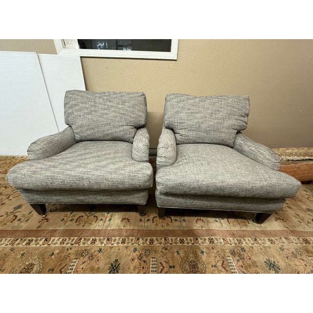 Design Plus Gallery presents a Pair of the Essex Lounge Armchairs from Crate & Barrel. The pair of chairs has gray...