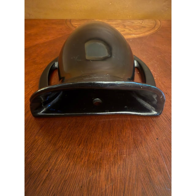 Roseville Pottery Antique Roseville Rosecraft Colors 1920 Art Pottery Black Wall Pocket 1237-10 For Sale - Image 4 of 11