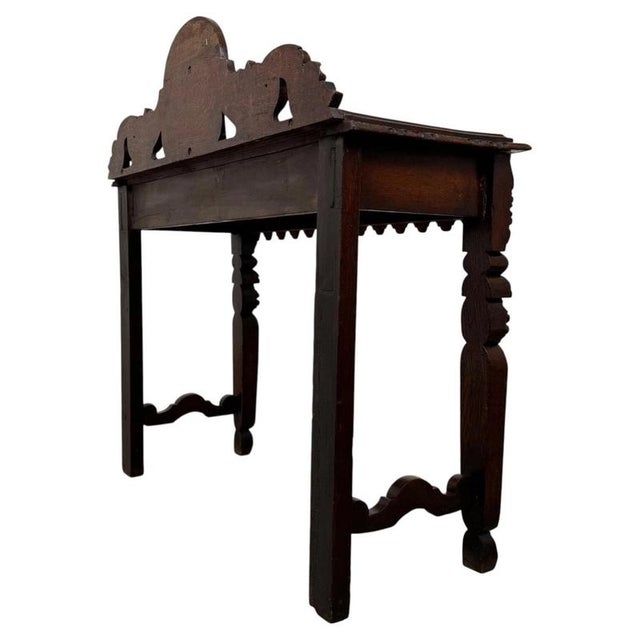 Antique 19th Century English Victorian Carved Oak Side Table For Sale - Image 6 of 10