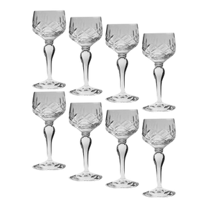 Stuart Glendevon Pattern Wine Hock Glasses Lead Crystal Hand Blown - Set of 8