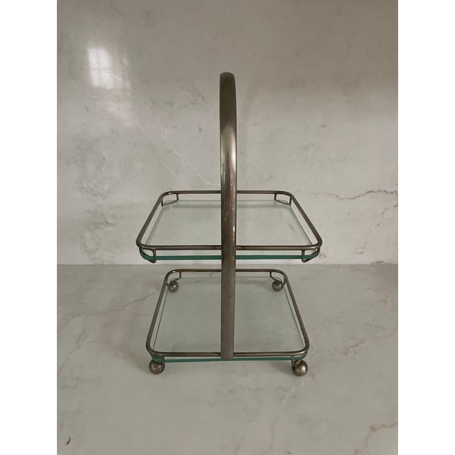 Art Deco Art Deco Glass and Chrome Pastries Server For Sale - Image 3 of 7
