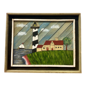1960s Warren Kimble Style Painting Over Slanted Wooden Plank .