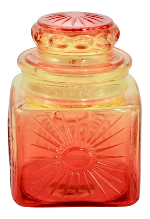 Amber to Red Ombré Glass Lidded Jar