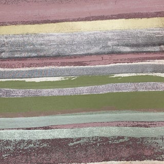 Savaii Sahco - Satin Finish - Striped Fabric - Gold - Celadon Green - Silver - Lavender - 7 Yards For Sale