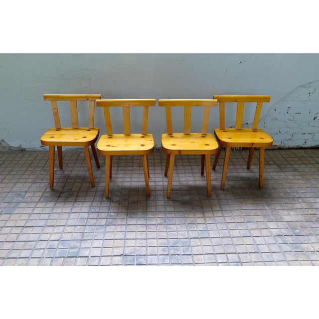 Vintage Swedish Pine Dining Chairs, Set of 4 For Sale - Image 6 of 16