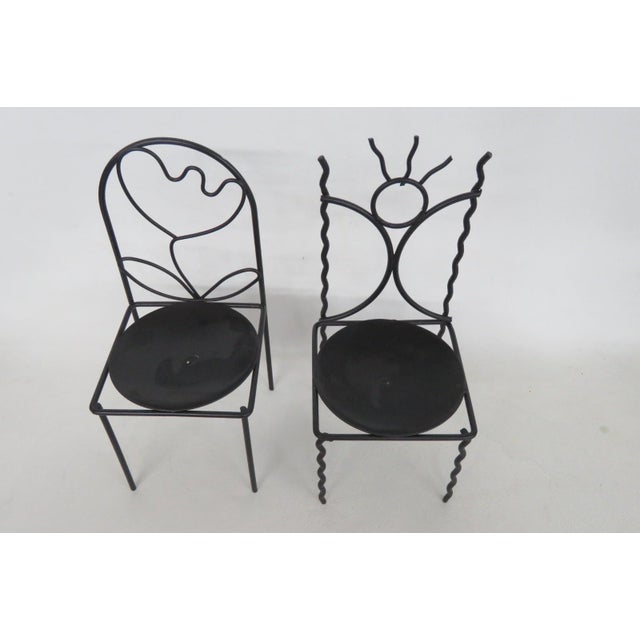 Metal Candle Holders Pair of 2 Decorative Chair Wire Design Black Finish 5037b For Sale In Miami - Image 6 of 14