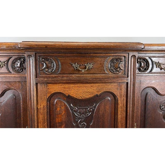 Antique French Louis XVI Carved Oak Cabinet For Sale - Image 9 of 18