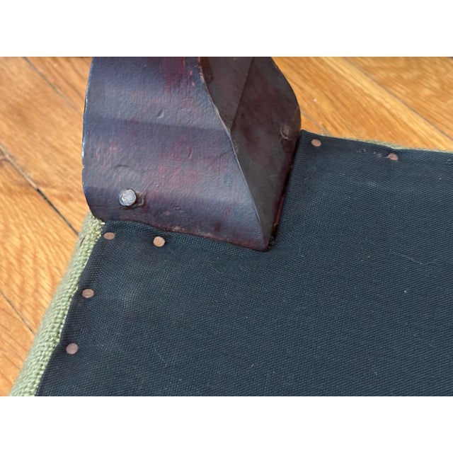 Green Antique Embroidered Needlepoint Ottoman or Footstool For Sale - Image 8 of 10