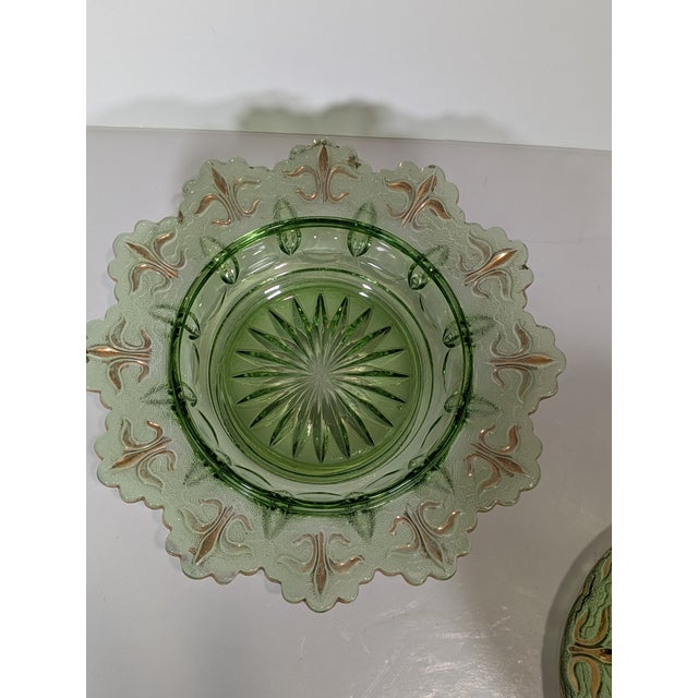 Green Rare, Eapg Antique Jefferson Glass Green Glass Covered Butter Dish, Iris With Meander Pattern, 1903 For Sale - Image 8 of 12