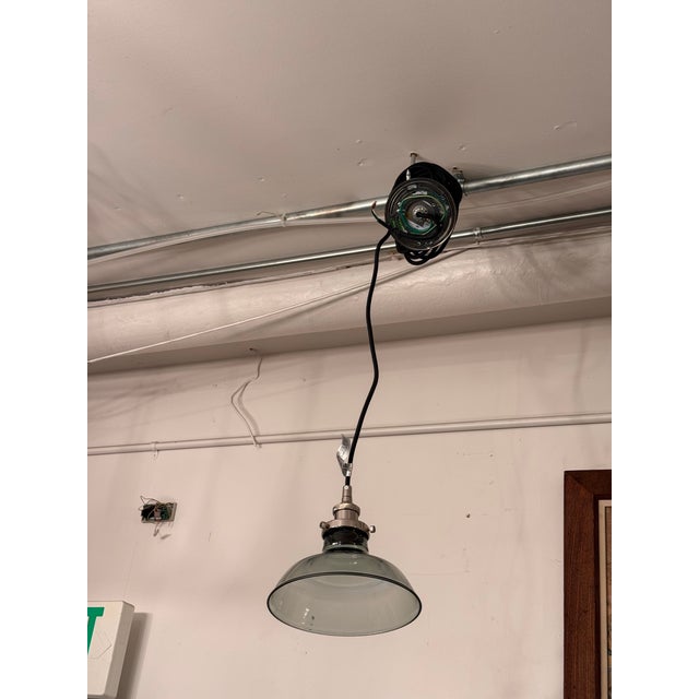 Restoration Hardware 20th C. Factory Filament Smoke Glass Short Funnel Pendant For Sale - Image 10 of 12