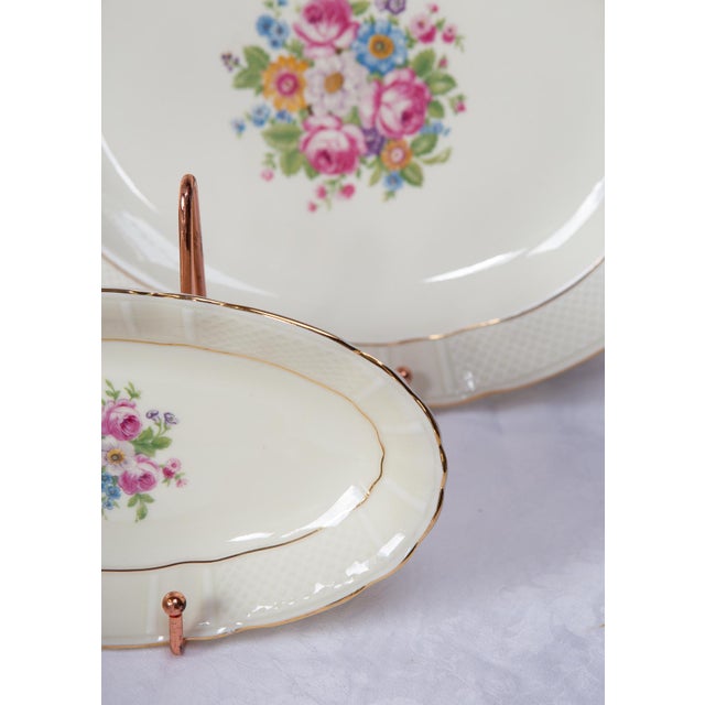 Bernardaud Limoges Porcelain Dinnerware Set with Flowers, 1950s, Set of 11 For Sale - Image 6 of 11