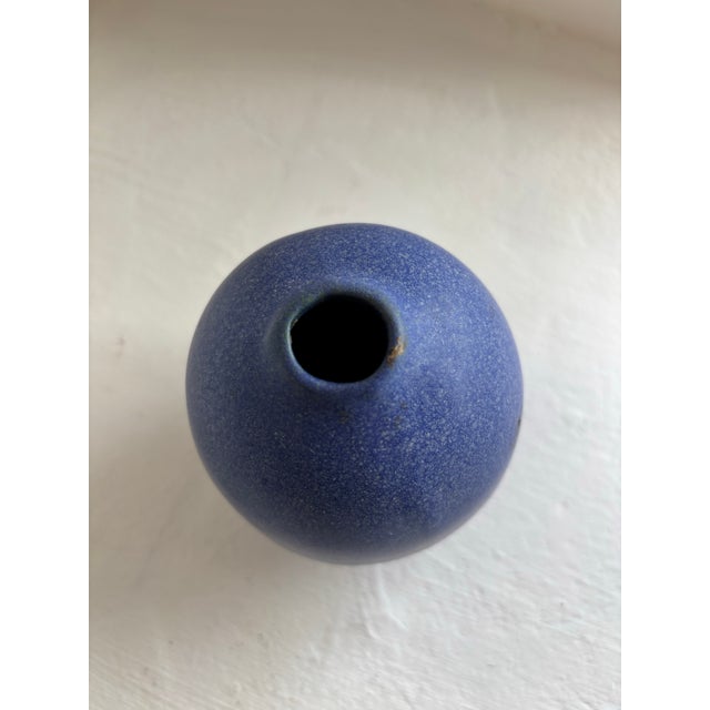 Contemporary Deep Blue Ceramic Round Vase For Sale - Image 3 of 4