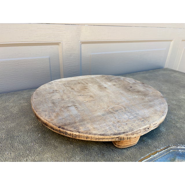 19th Century Hand-Carved Round Wooden Cutting Board For Sale - Image 4 of 12