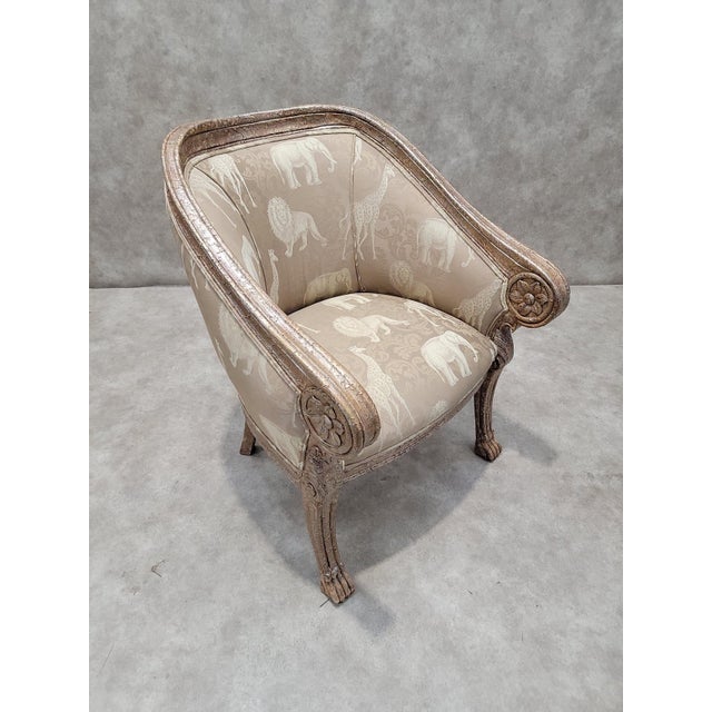 Vintage Baroque Safari Print Barrel Back Accent Lounge Chair For Sale - Image 4 of 8