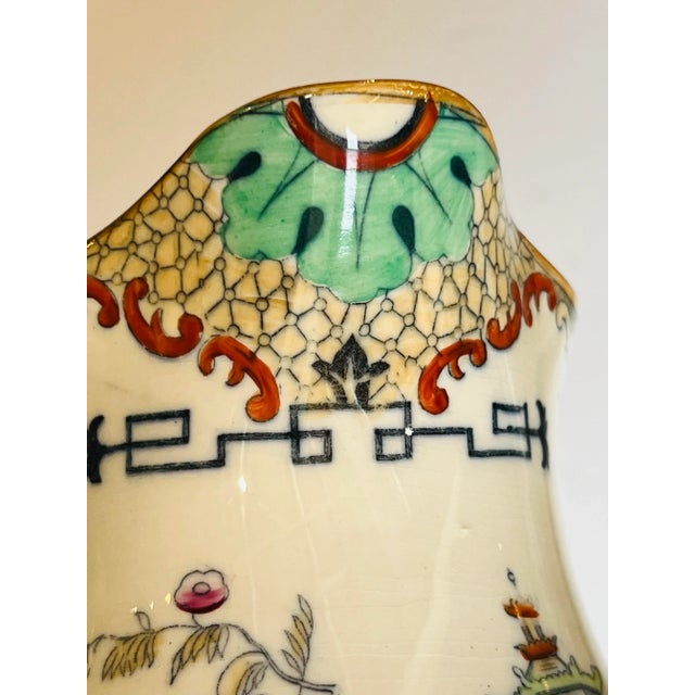 Antique White Antique Polychrome P. Regout Maastricht Chinoiserie Pitcher For Sale - Image 8 of 12