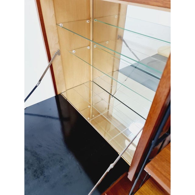 Freestanding String Shelf-System Unit Bookcase in Teak and Metal by Silverschild, 1950s For Sale - Image 6 of 12