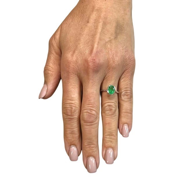 Natural Solitaire Emerald Ring Size 6.5 14k White Gold 2.5 Cts Certified For Sale - Image 12 of 14