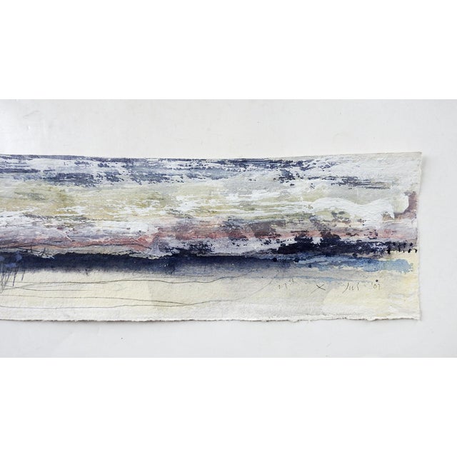 Long-format abstract landscape watercolor and pencil on heavy handmade paper by George Turner (1943-2014). Signed and...