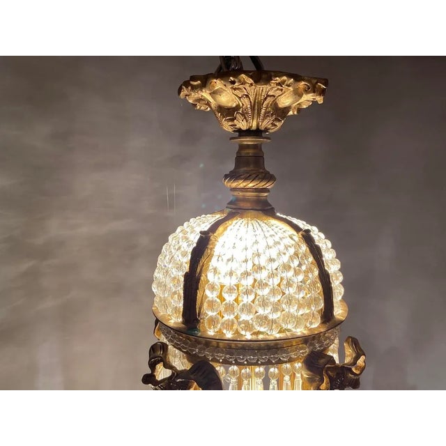 1860's French Empire Chandelier in Bronze With Crystal Accents For Sale - Image 9 of 12