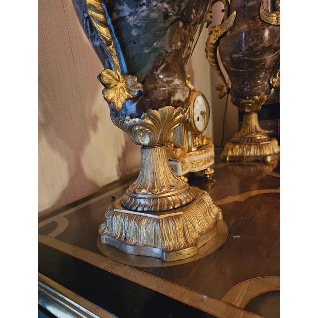 Large Marble and Gilt Bronze Vases with Dragons, Set of 2 For Sale - Image 6 of 18
