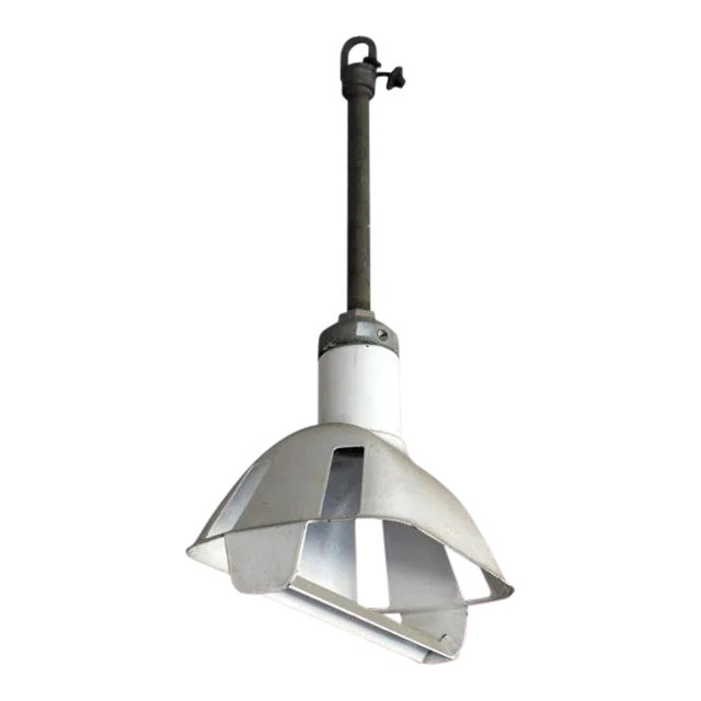 1950s White Industrial Pendant Light For Sale