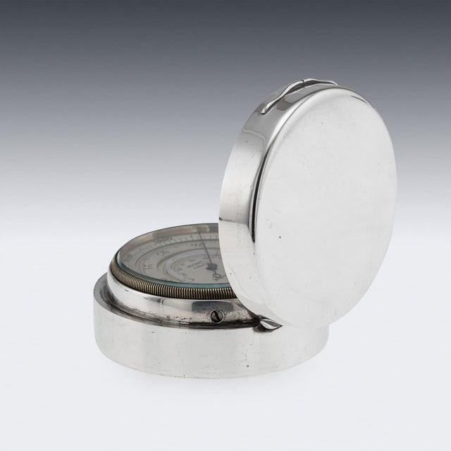 1910s Antique English Silver Barometer from Asprey of London, 1919 For Sale - Image 5 of 10