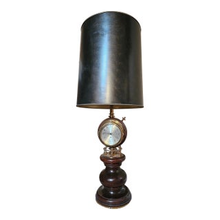 Vintage Nautical Style Clock Barometer Table Lamp by Stiffel For Sale